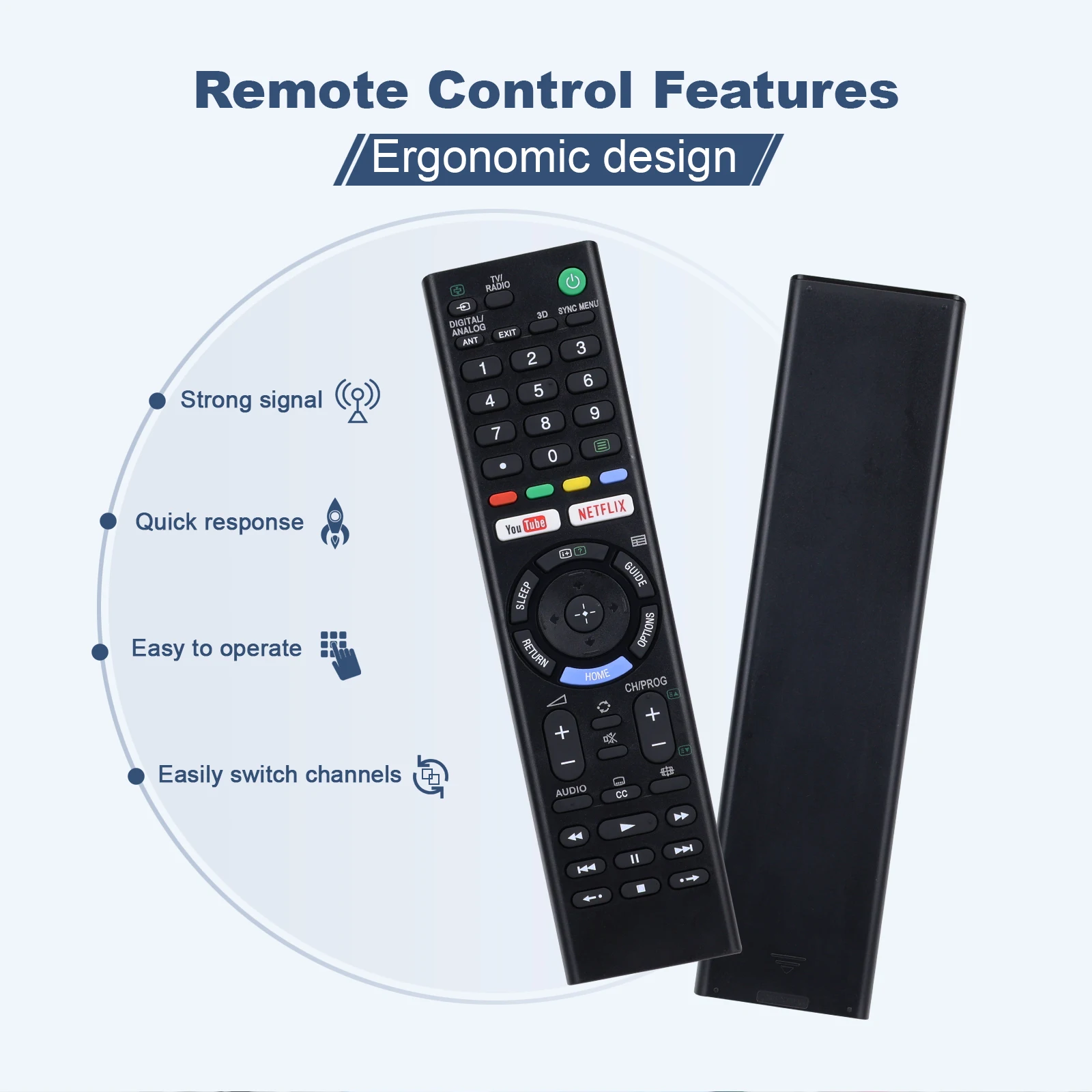 New Remote Control RMT-TX300P for Sony 4K HDR Ultra HD Smart TV with YouTube Netflix Buttons KD-43X7000E KD-43X7000F - Imagen 3