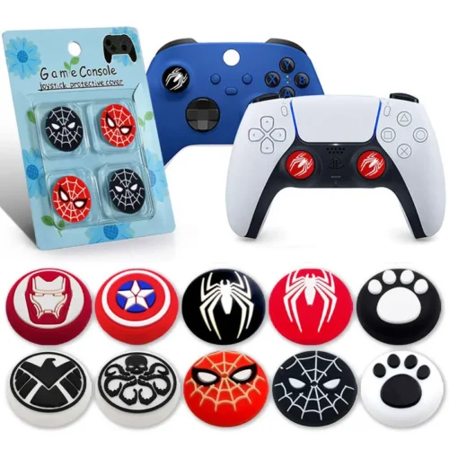 4pc Cartoon Thumb Stick Grip Cap For Sony Playstation 5 4 PS5 PS4 XBox Switch Pro Game Controller Joystick Cover Protector Case