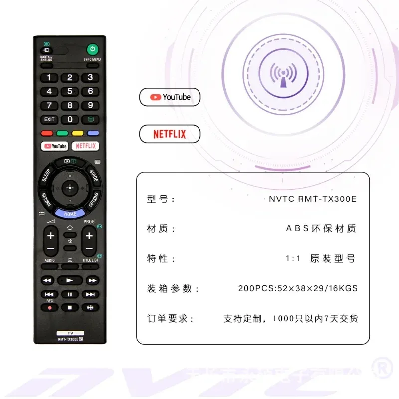RMT-TX300P Remote Control For Sony 4K HDR Ultra HD Smart TV RMT-TX300B RMT-TX300U YOUTUBE/NETFLIX KD-43X7000E Replace Controller - Imagen 5