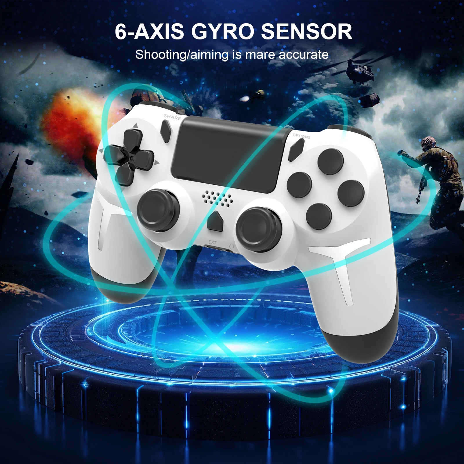 GAMINJA 6-axis Gyroscope Dual Vibration With touch pad Wireless Gamepad Bluetooth Controller For PS4 PS3 Console Computer PC - Imagen 4