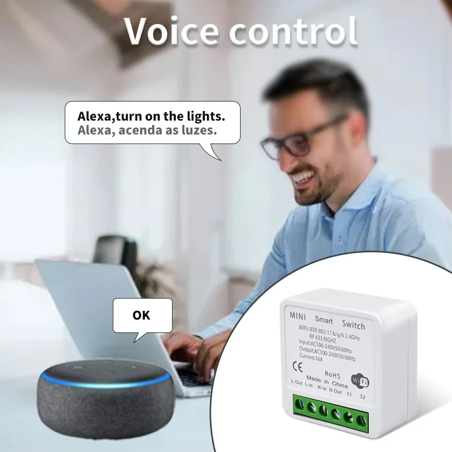 Tuya Smart WiFi Switch For Lighting RF 433MHz Wireless Switch Smart Life APP Voice Control Work With Alexa Google Home Alice - Imagen 5