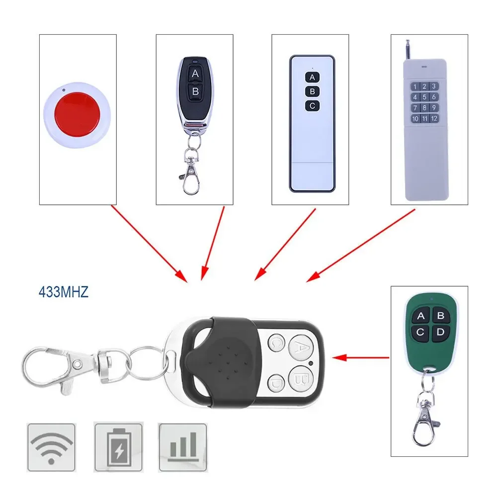 1~5PCS Universal 4 Buttons Garage Door Opener Remote Control 433MHZ Clone Fixed Learning Rolling Code Duplicator Garage - Imagen 5