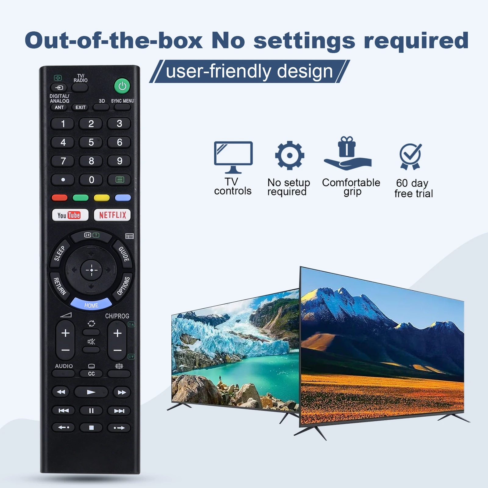 New Remote Control RMT-TX300P for Sony 4K HDR Ultra HD Smart TV with YouTube Netflix Buttons KD-43X7000E KD-43X7000F - Imagen 2